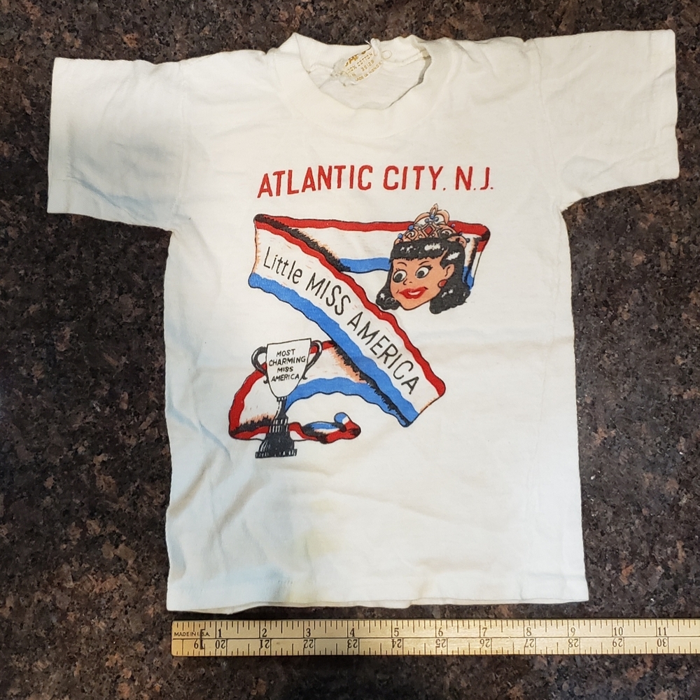 Vintage Children's 12-18 Months Little Miss America T-Shirt, Atlantic City NJ